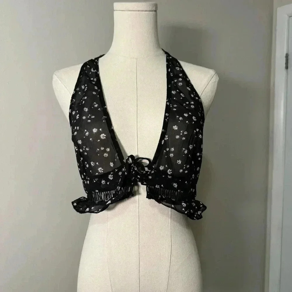 NWOT HAUTE NORDSTROM BONDED HALTER BRALETTE S - Picture 2 of 5